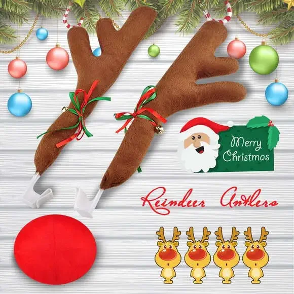 Wembley 3 pc Reindeer Car Decoration Kit Brown - Picture 4 of 6